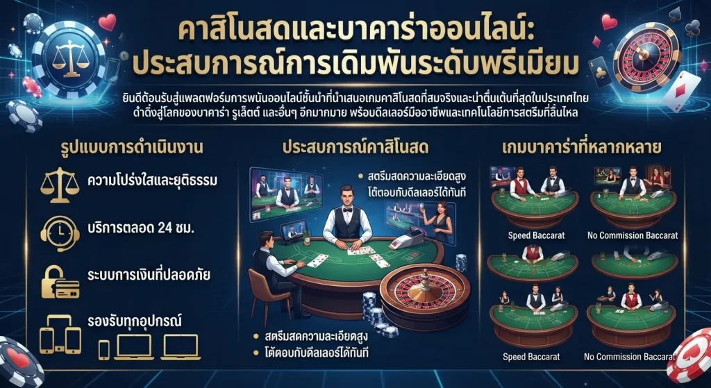 บริการคาสิโนสดและบาคาร่า